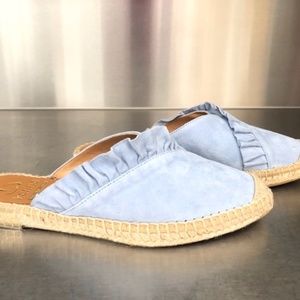 Kanna Eleganza blue suede slides. New!